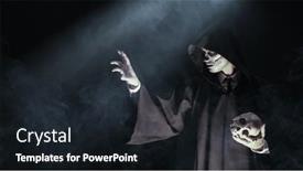  Presentation with falling person - Presentation theme with portrait-of-a-dangerous-person background and a wine colored foreground