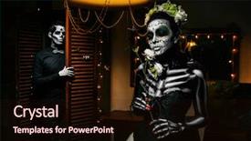  Presentation with flower woman - Slide deck featuring portrait of a dead couple background and a wine colored foreground