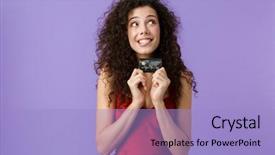  Presentation with hair dress - Colorful presentation theme enhanced with portrait of a delighted woman backdrop and a light blue colored foreground