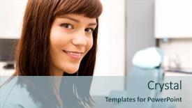  Presentation with dental assistant - Slides having portrait of a dental hygienist background and a light blue colored foreground