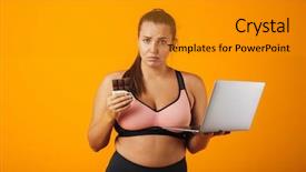  Presentation with snicker chocolate bar - Audience pleasing presentation consisting of portrait of a disappointed overweight backdrop and a gold colored foreground