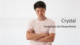  Presentation with asian nurse helps a man - Beautiful PPT theme featuring portrait of a disappointed young backdrop and a lemonade colored foreground