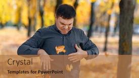  Presentation with bright yellow - Slide set enhanced with portrait-of-a-disgruntled-man background and a coral colored foreground