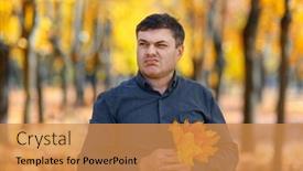  Presentation with bright yellow - Slides enhanced with portrait-of-a-disgruntled-man background and a gold colored foreground