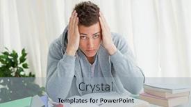  Presentation with homework - Audience pleasing presentation theme consisting of portrait-of-a-distressed-student backdrop and a light gray colored foreground