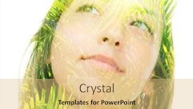  Presentation with palm leaves - Presentation design consisting of portrait-of-a-dreamy-young background and a yellow colored foreground