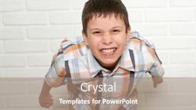  Presentation with white brick - Colorful presentation design enhanced with portrait of a emotional boy standing near white brick wall dressed in a plaid shirt backdrop and a coral colored foreground