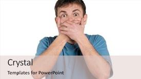  Presentation with portrait of excited overjoyed female - Colorful presentation theme enhanced with portrait of a excited man backdrop and a lemonade colored foreground