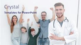  Presentation with doctor family - Slides enhanced with portrait-of-a-family-doctor background and a sky blue colored foreground