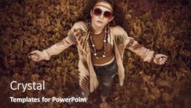  Presentation with spirit - Slide set with portrait of a fashion female model lying on the grass contemporary bohemian style spirit of freedom fashion shot bohemian bo-ho style background and a tawny brown colored foreground