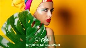  Presentation with bright yellow - Cool new presentation theme with portrait of a fashionable woman backdrop and a forest green colored foreground
