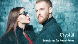  Presentation with fashion - Beautiful presentation design featuring portrait of a fashionable young people beauty fashion backdrop and a ocean colored foreground