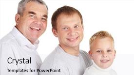  Presentation with grandfather - Cool new PPT layouts with portrait of a father grandfather and son standing in line backdrop and a light gray colored foreground