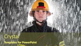  Presentation with firefighter - Presentation design having portrait-of-a-female-firefighter background and a tawny brown colored foreground