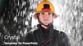  Presentation with firefighter - Presentation design having portrait-of-a-female-firefighter background and a dark gray colored foreground