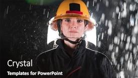  Presentation with firefighter - Presentation featuring portrait-of-a-female-firefighter background and a black colored foreground