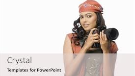  Presentation with portrait of excited overjoyed female - Amazing PPT theme having portrait-of-a-female-photographer backdrop and a lemonade colored foreground