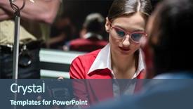  Presentation with detective - Slides enhanced with portrait of a female police background and a ocean colored foreground