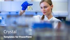  Presentation with chemistry - Audience pleasing slide deck consisting of portrait-of-a-female-researcher backdrop and a ocean colored foreground