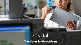  Presentation with research - Theme enhanced with portrait of a female researcher doing research in a lab shallow dof color toned image background and a dark gray colored foreground