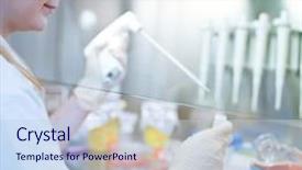  Presentation with research - Amazing theme having portrait of a female researcher doing research in a lab color toned image shallow dof backdrop and a sky blue colored foreground