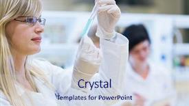  Presentation with research - Audience pleasing PPT theme consisting of portrait of a female researcher backdrop and a sky blue colored foreground