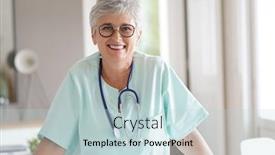  Presentation with female - Beautiful PPT theme featuring portrait-of-a-female-veterinarian backdrop and a lemonade colored foreground