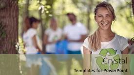  Presentation with woods - Presentation enhanced with portrait-of-a-female-volunteer background and a mint green colored foreground