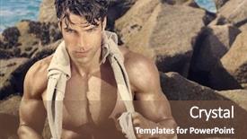  Presentation with sexy - PPT theme enhanced with portrait of a fit sexy background and a tawny brown colored foreground