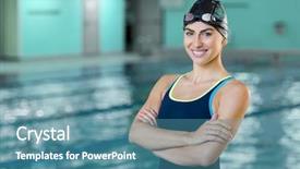  Presentation with swimming - Colorful slide set enhanced with portrait of a fit swimmer backdrop and a teal colored foreground