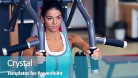  Presentation with crossfit fitness trx training exercises - Presentation theme consisting of portrait of a fitness woman background and a teal colored foreground
