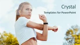  Presentation with fitness - Beautiful PPT layouts featuring portrait of a fitness woman backdrop and a sky blue colored foreground