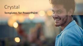  Presentation with traveler - Slide set with portrait-of-a-flirty-male background and a lemonade colored foreground