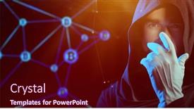  Presentation with cryptocurrency - PPT theme enhanced with portrait-of-a-focused-man background and a wine colored foreground