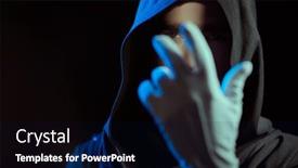  Presentation with cyber - Slide set with portrait-of-a-focused-man background and a navy blue colored foreground