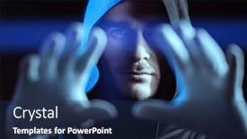  Presentation with black man - Presentation design having portrait-of-a-focused-man background and a  colored foreground