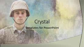  Presentation with military - Cool new PPT theme with portrait of a focused military backdrop and a mint green colored foreground