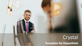  Presentation with african american startup - Slides with portrait-of-a-formal-businessman background and a gray colored foreground