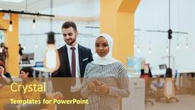  Presentation with african american startup - Presentation theme consisting of portrait-of-a-formal-businessman background and a coral colored foreground