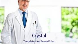  Presentation with eco friendly city - Slide set featuring portrait of a friendly scientist background and a sky blue colored foreground