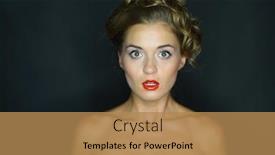  Presentation with wide - PPT theme having portrait-of-a-frightened-woman background and a coral colored foreground