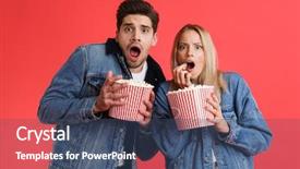  Presentation with red movie - PPT layouts with rendezvous - portrait of a frightened young background and a ocean colored foreground