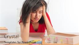  Presentation with study - Presentation theme enhanced with portrait-of-a-frustrated-girl background and a coral colored foreground