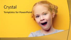  Presentation with funny - Presentation design featuring portrait of a funny emotional background and a yellow colored foreground