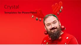  Presentation with beard - Theme consisting of portrait-of-a-funny-hipster background and a crimson colored foreground