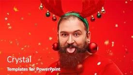  Presentation with confetti - Slide deck featuring portrait-of-a-funny-hipster background and a crimson colored foreground