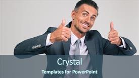  Presentation with funny - Slide deck featuring portrait of a funny man background and a ocean colored foreground