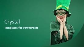  Presentation with clover - PPT theme featuring portrait-of-a-funny-pretty background and a ocean colored foreground