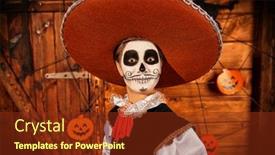  Presentation with day dead - Presentation theme consisting of portrait-of-a-funny-teen background and a tawny brown colored foreground