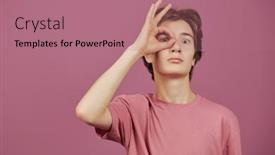  Presentation with adolescence - Presentation theme featuring portrait-of-a-funnyy-active background and a coral colored foreground